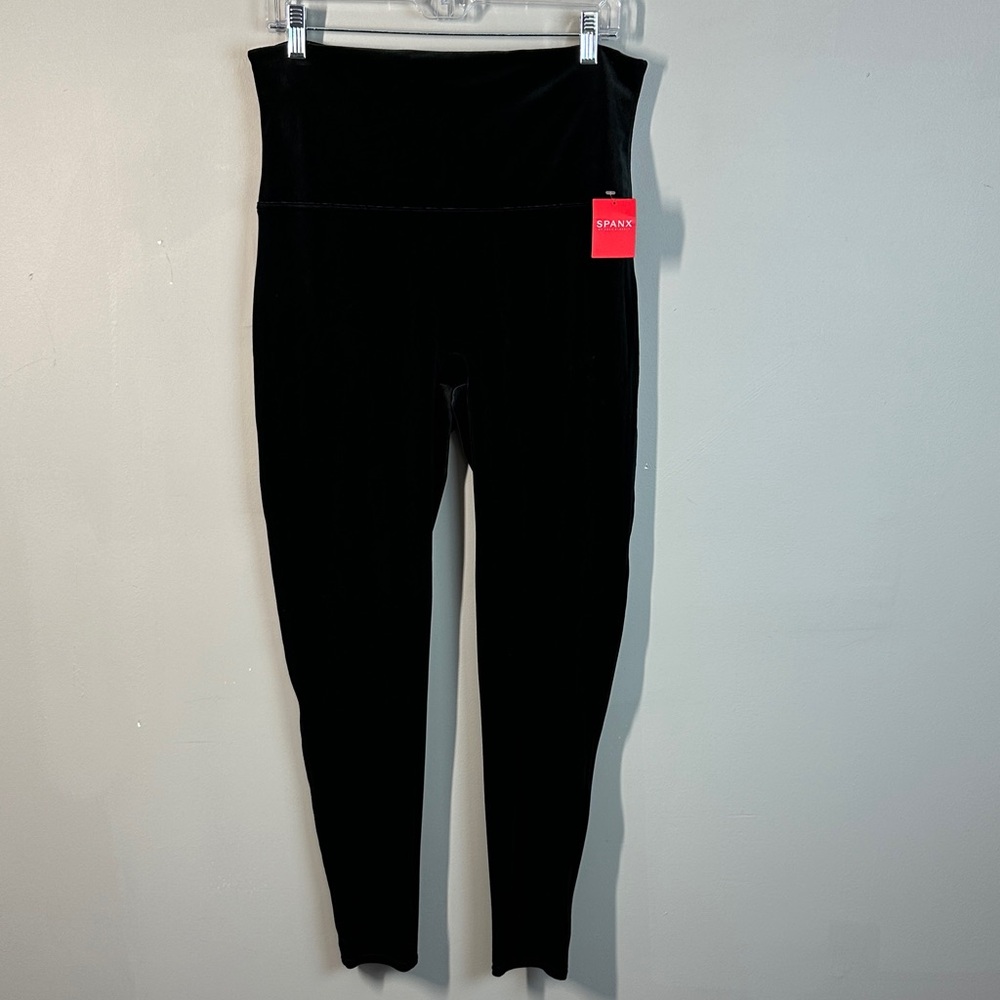 NWT Spanx Womens Black Velvet Leggings Plus Size 2X Stretch Power Waistband